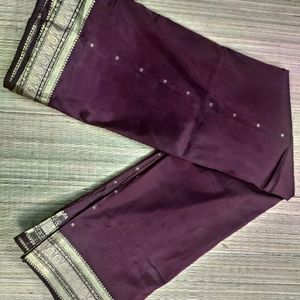 Mauve Color Poly Silk Saree With Kanchi Border