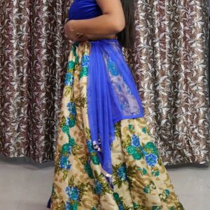 Royal Blue Ethnic Long Skirt