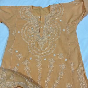 Orange/ Coral Sitara kurti (short)