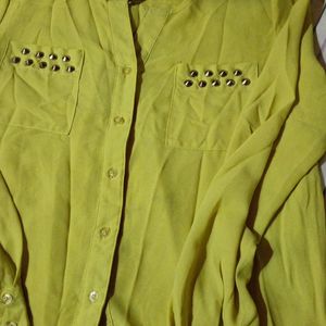 Yellow See Through Polyester Top