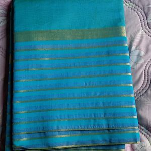 Sea Green Cotton New Saree