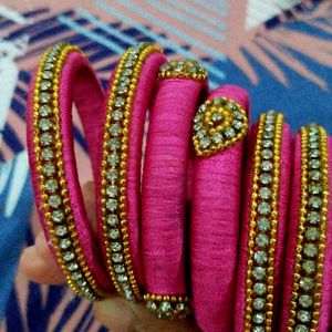 Handmade Pink Thread Bangles (Check Description)