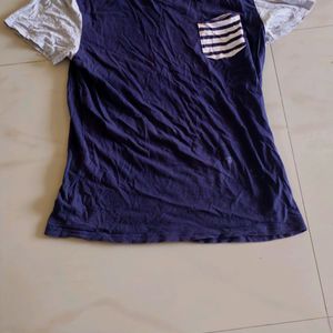 Blue Tshirt With Mini Pocket