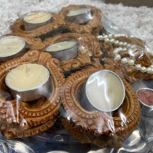 Diwali Thali With Dias And Laxmi Ganesh Idols