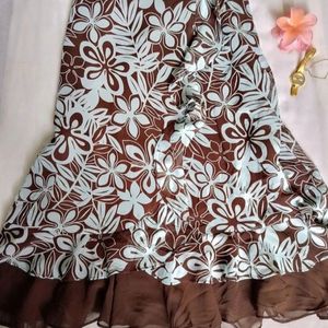 Coffee Brown Floral Skirt