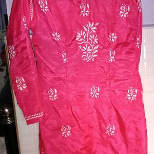 Pink Lucknowing Kurti With Hand Embroidery🎀