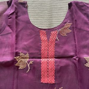 Embroidered Net Kurta