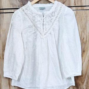 White Embroidery Work Top Size-42