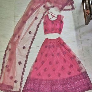 Beautiful Onion Pink Heavy Work Lehenga