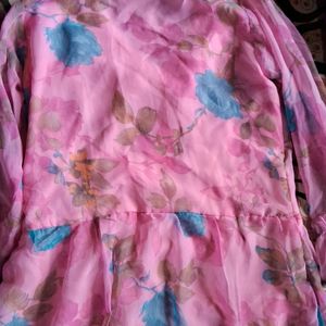 Pink Floral Gorgette Anarkali Kurta