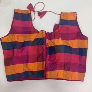 Multicolored Blouse With Attached Sleeves