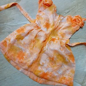 Cute Orange Dress For Baby Girl