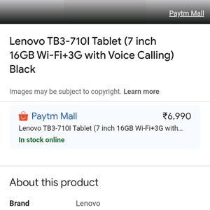 Lenovo Tablet With 16gb Samsung's Card Free