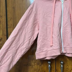 Bonkers Pink Crop Zip Up Hoodie/medium Size.