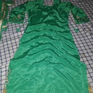 Green Kurti Plazzo Set With Dupatta