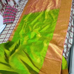 Green And Pink Pure Kanchipuram Silk Saree