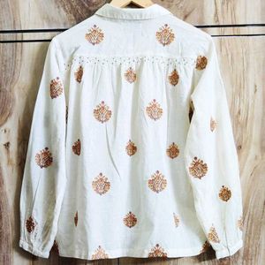 Cream Embroidery Work Shirt Size-44-46