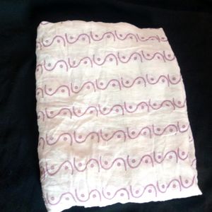 White Dupatta With Purple Combination