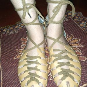 Women Ribbon Lace-up Sandal