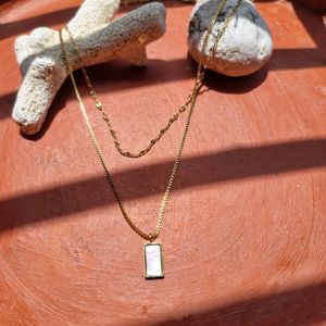 MOP Framed Double Layer Necklace