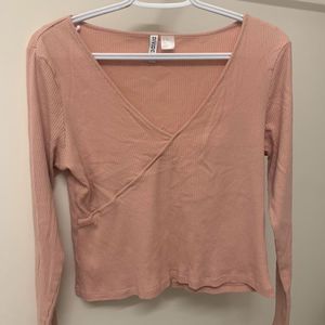 H&M Peach Striped Crop Top