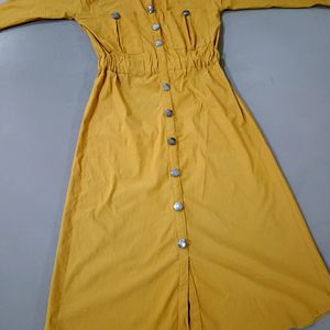 A Mustard Cute Knee Length Dress