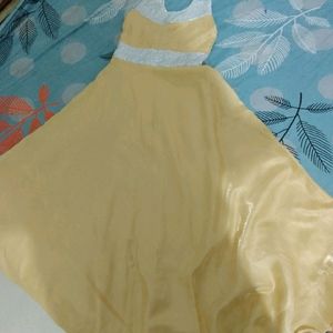 Price Drop Beautiful Golden Gown With Silver Work