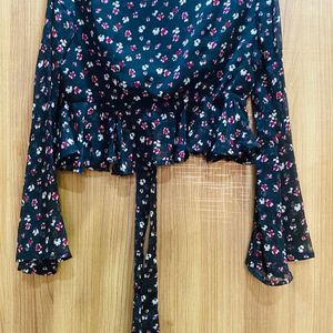 Black Floral Print Women Quiero Top