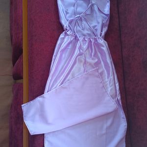 Satin Lavender Shiny Dress For Women