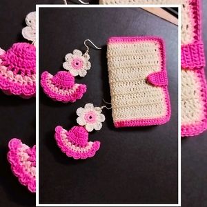 Sunday Offer Price Wallet With Earrings (Pink And