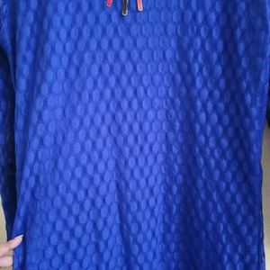 Blue Long Lace Straight Kurta.