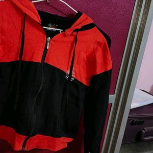 Red And Black Hooded Top