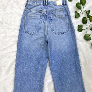 Zara Ripped Wide Leg Jeans