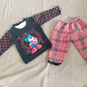 Black Mickey Mouse Woolen Set For Kids