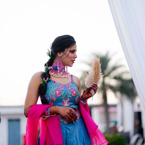 Blue Ethnic Jumpsuit With Theead Work