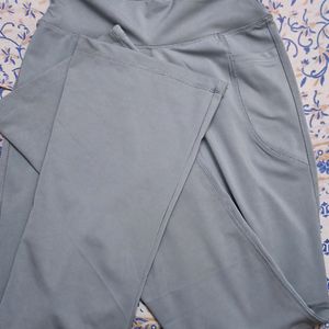 Grey Flare Leggings High Waisted