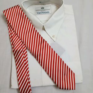 E.L. Cravatte Red Stripe Silk Men's Tie (New)