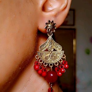 Fancy Red Colour Earring