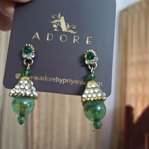 2 Green Beaded Earrings