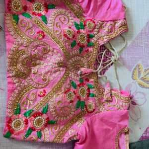 Pink Saree With stitch blouse