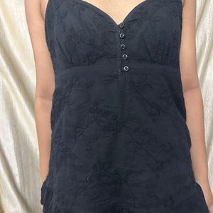 Black Cotton Lace Dress