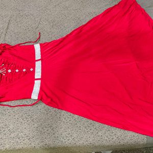 Vintage Red High Neck Party Dress