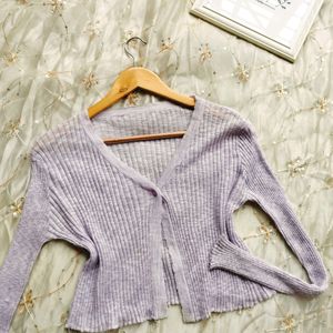 Lavender Crop Thin Sweater