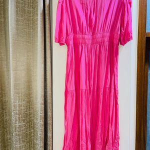 Pink V Neck Dress