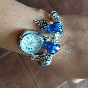 Blue Crystal Watch Bracelet