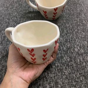 Ceramic Handpainted Heart Mug Pack Of 2