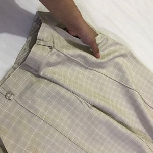 M&S Beige Light Checked Trouser Waist 28-30