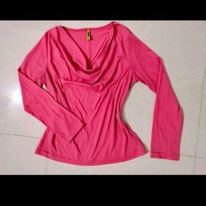 Pink Cowl Neck Top