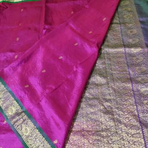 Pink And Green Silk Saree