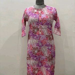 Printed Straight Kurti (100% Cotton)